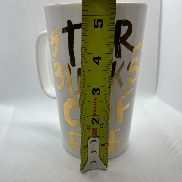 Starbucks 2015 White Gold Graffiti Lettering Ceramic Coffee Cup Mug 16 oz Large - Picture 4 of 10